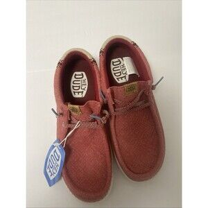 Hey Dude Wally Jute Claret Red/Tan  Trainers Men’s 9 Comfy Mesh Brand New